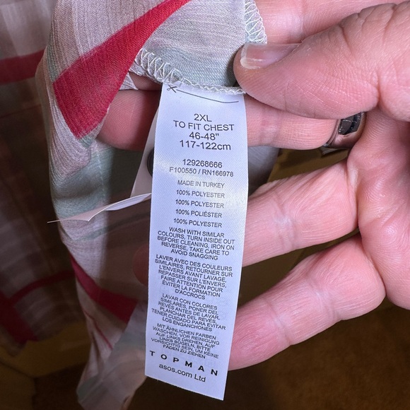 TOPMAN - Sheer Plaid Shirt, Men’s 2XL, NWT - Picture 7 of 9